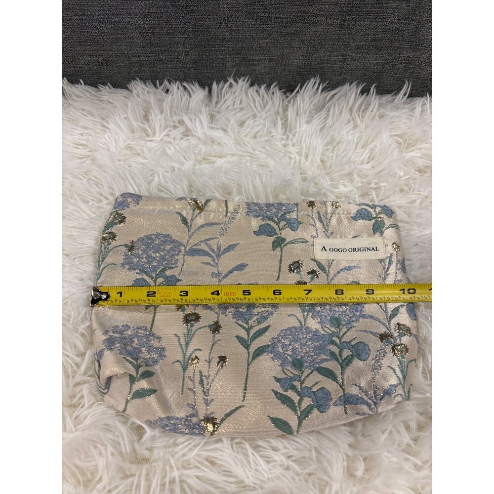 A Gogo Original Floral Makeup Bag With Glitter Accents & Neutral Lining Ideal - Picture 8 of 9